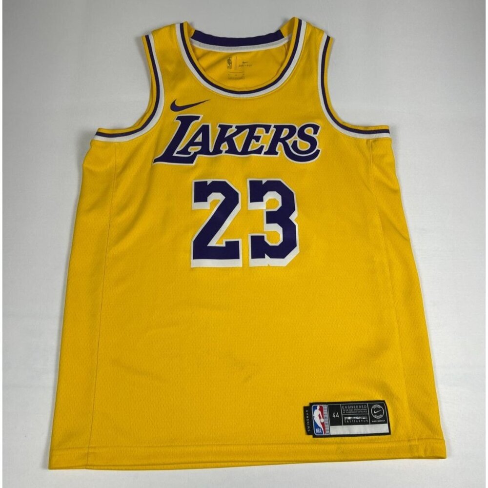 Nike Men 44 LeBron James 23 Los Angeles Lakers Yellow Icon Swingman Jersey